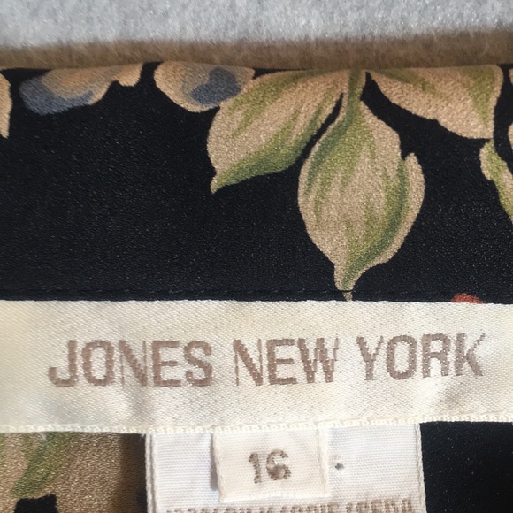 JONES NEW YORK Silk Buttery Soft Fall/Winter Floral Design W Collar & Cap Sleeve - Picture 13 of 15